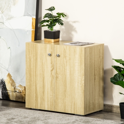 HOMCOM Aparador de Sala de Estar com 2 Portas Armário Auxiliar com 2 Prateleiras para de Livros Roupa Brinquedos Estilo Moderno 70x39x70cm Madeira natural