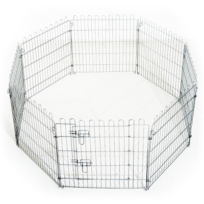 PawHut Parque para Animais de Estimação com 8 Paineis 63x91cm Cerca para Animais de Estimação com Porta com Trava para Jardim Pátio Exterior Prata