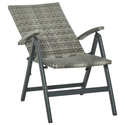 Outsunny Cadeira Dobrável de vime com 5 Posições de Alumínio para Varanda Jardim Carga 160 kg 59x68x107 cm Cinza