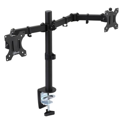 Vinsetto Suporte para Monitor Duplo para Telas LED LCD de 13"-32" Polegadas VESA 75/100mm com Braçadeira Ajustável Giratório 360° e 2 Opções de Montagem 87x12x50cm Preto