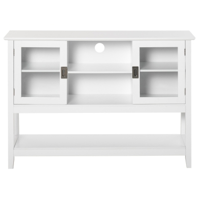 HOMCOM Armário de cozinha Moderno com 3 Prateleiras e 2 armários com Portas Móveis Auxiliares Multiusos para Cozinha Sala de Jantar 115x39,5x81cm Branco