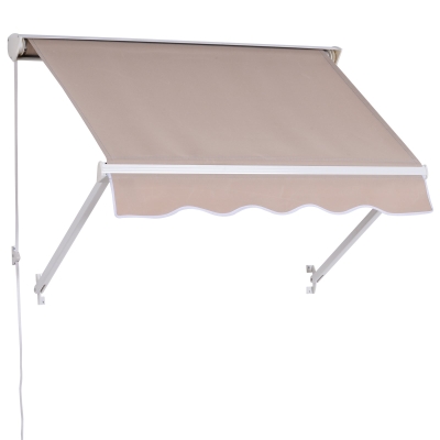 Outsunny Toldo com inclinação ajustável para portas ou janelas 120x70cm bege
