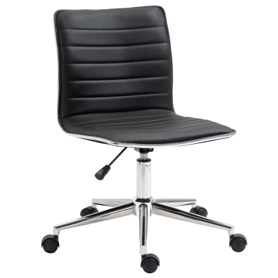 Vinsetto Cadeira de Escritório Ergonômica Giratória com Altura Ajustável Encosto Estofado em Couro Sintético Carga 120kg 47x57x76,5-86,5cm Preto