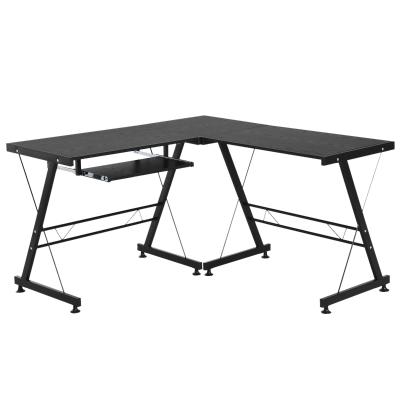 HOMCOM Escritorio para Hogar Mesa de Ordenador PC 2 Tipos Mesa Esquinera Forma L 130x130x73,5cm y Escritorio Recto 210x50x73,5cm Negro