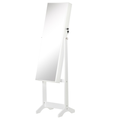 HOMCOM Armoire à bijoux sur pied avec miroir inclinable blanc