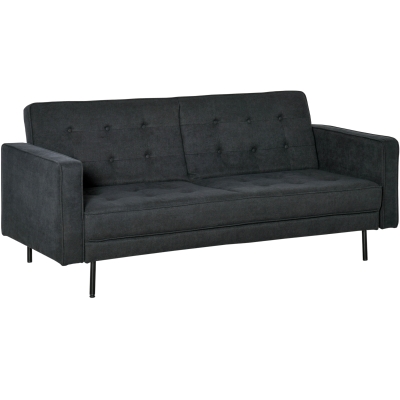 Canapé convertible 2 places style Chesterfield tissu gris foncé