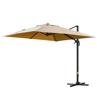 Parasol déporté carré inclinable pivotant 360°