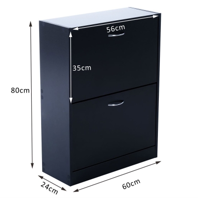 HOMCOM Meuble à Chaussures 60 x 24 x 80 cm en Bois Noir