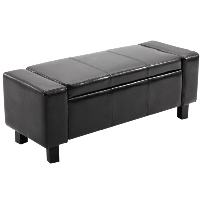 HOMCOM Banc avec Rangement en Simili Noir