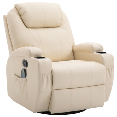 Homcom Sofa Massant et Relaxant en revêtement synthétique Beige Dim. 84L x 94l x 109H cm