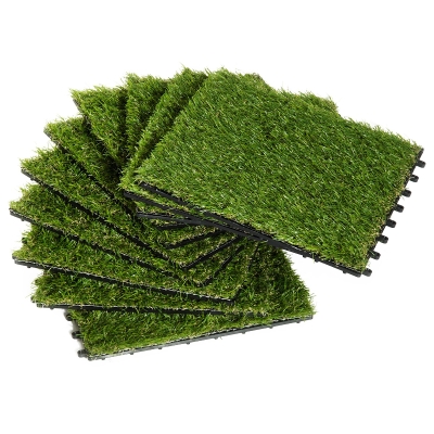 Outsunny Gazon synthétique Artificiel Set de 10 Dalles Carreaux 30 x 30 cm épaisseur Confort 3,5 cm à emboîter Vert