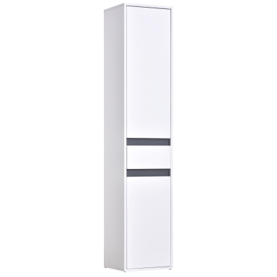 Colonne rangement salle de bain 2 placards 3 étagères tiroir blanc