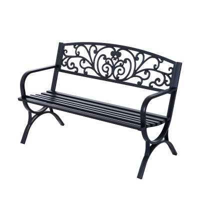Outsunny Banc de Jardin en Fer Noir Pieds Arrondis 2 Places