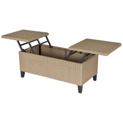 Table basse relevable de jardin résine tressée