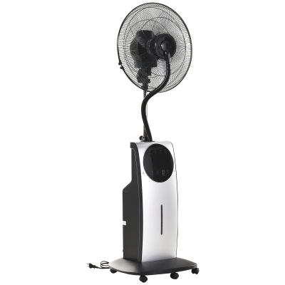 Ventilateur brumisateur sur roulettes 90 W programmable oscillant avec télécommande noir