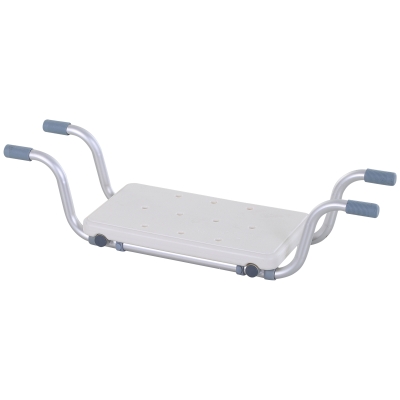 Siège de bain suspendu réglable dim. 71-81L x 22l x 18H cm alu. HDPE blanc