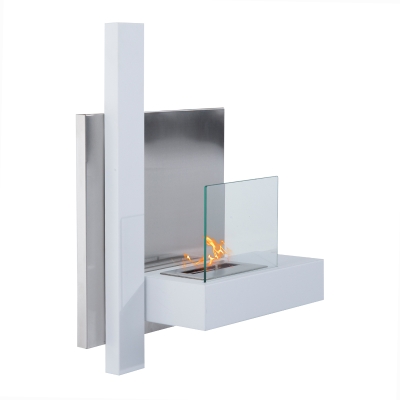 Homcom Cheminée Bioéthanol Murale Design Bauhaus Blanc 75 x 22 x 63 cm