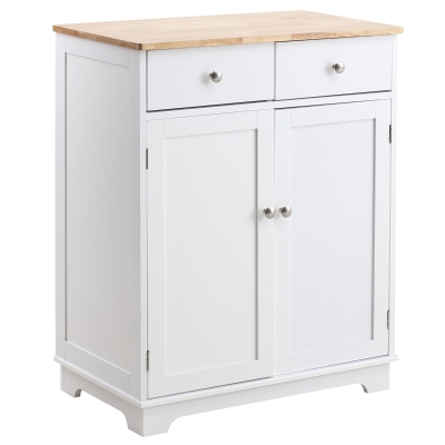 Buffet 2 portes 2 tiroirs coulissants blanc bois d'hévéa