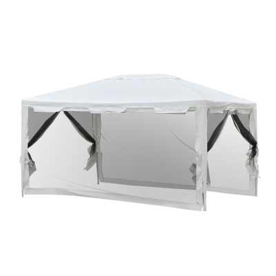 Outsunny Tonnelle Blanche 4 Parois Moustiquaires 4 x 3 x 2,45 m