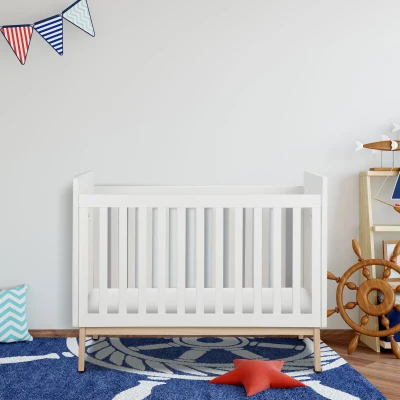 HOMCOM Lit Bébé 60x120cm Pin Blanc Hauteur Réglable 3 Niveaux