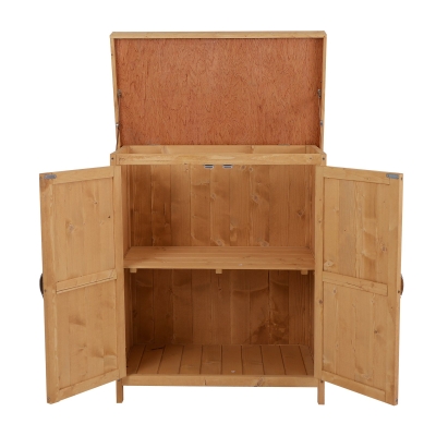 Armoire de jardin sur pied double porte étagère et toit bitumé relevable