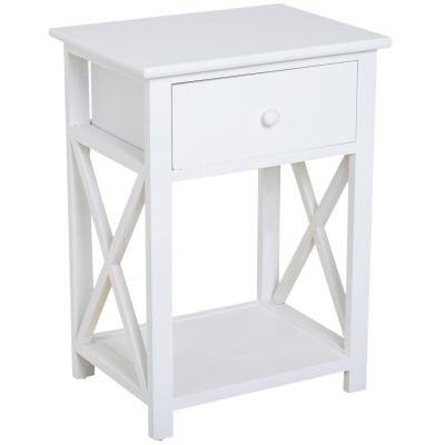 Homcom Table de Chevet Style Cosy Blanc 40 x 30 x 55 cm