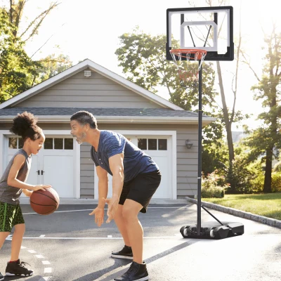 HOMCOM Basketball Stand 5.1ft-6.9ft Adjustable Basketball Hoop w/ 33Inch Backboard
