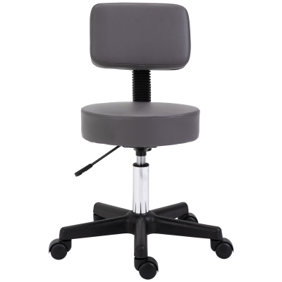 Homcom Tabouret massage à roulettes réglable en hauteur pivotant dossier ergonomique gris