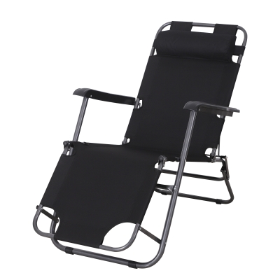 Outsunny Chaise longue transat 2 en 1 pliant inclinable multiposition noir