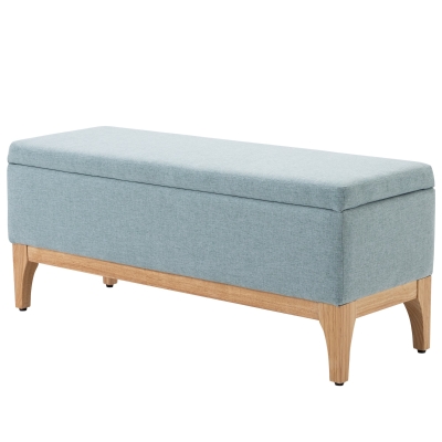 Banquette coffre de rangement 2 en 1 tissu vert d'eau
