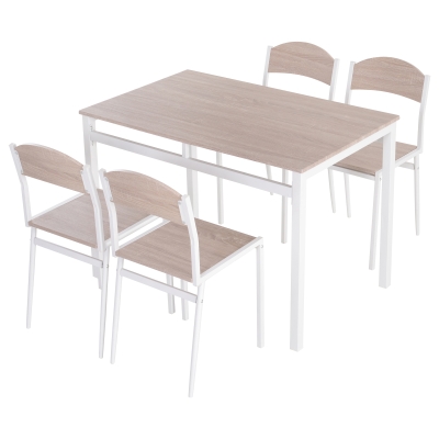 Homcom Table à Manger + 4 Chaises en acier Beige 110 x 70 x 76 cm