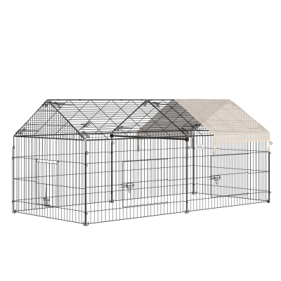 Parc enclos modulable Acier 6 Panneaux et 1 Porte pour Chiens Ø 120 x 60 cm Gris Métal vert
