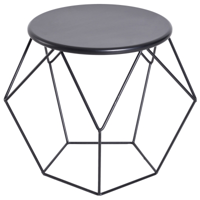 Homcom Table Basse Ronde Style Néo-Rétro en Acier Noir 54 x 54 x 44 cm