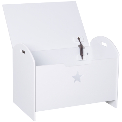 Homcom Coffre malle de rangement coffre à jouets dim. 62L x 40l x 46H cm MDF blanc