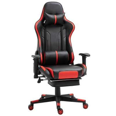 Fauteuil de bureau gamer inclinable repose-pied coussins revêtement synthétique