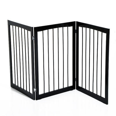 PawHut Barrière de Sécurité pour Animaux en Bois Noir 160 x 76 cm