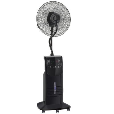 Ventilateur brumisateur sur roulettes 90 W programmable oscillant télécommande noir