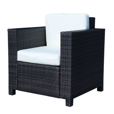 Outsunny Fauteuil de Jardin en Rotin Tressé Brun et Crème