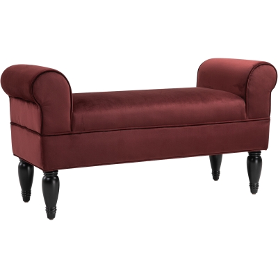 Banc banquette style baroque polyester velours bordeaux