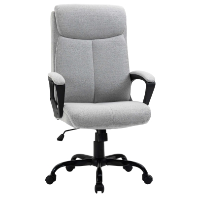Fauteuil de bureau réglable piètement métal noir lin gris clair