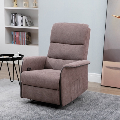 Homcom Fauteuil de relaxation grand confort dossier inclinable repose-pied ajustable flanelle marron