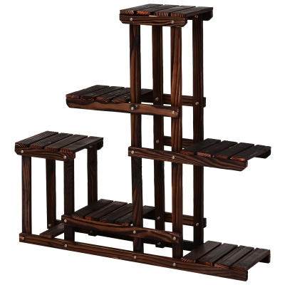Étagère à fleurs en bois - porte plante bois 6 tablettes bois massif pin