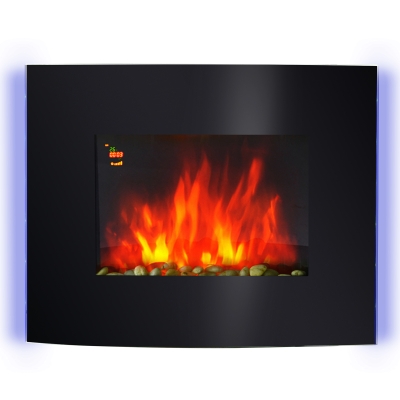 Homcom Cheminée Électrique Murale avec Minuterie Noir 65 x 11 x 52 cm