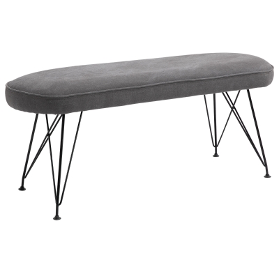 Banc banquette design contemporain pieds Eiffel en épingle lin gris