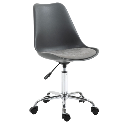 Chaise de bureau design contemporain piètement chromé assise synthétique gris