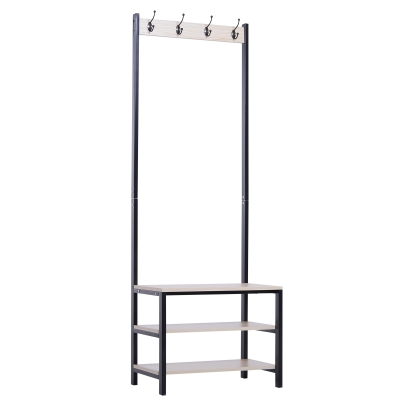 Homcom Porte-Manteau 3 Etagères en Acier Noir 60 x 40 x 175 cm