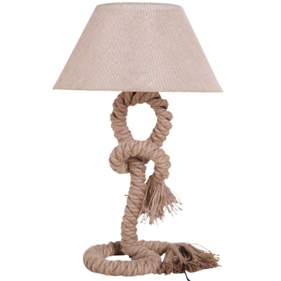 Lampe de table style marin abat-jour revêtement lin beige