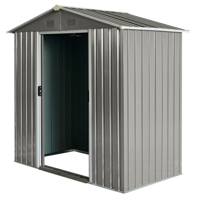 Abri de jardin - remise pour outils - cabanon porte verrouillable - tôle d'acier gris