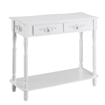 Homcom Table Console Multi-Rangements Néo-Rétro Blanc 84 x 33 x 71 cm