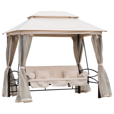Balancelle de jardin convertible 3 places beige